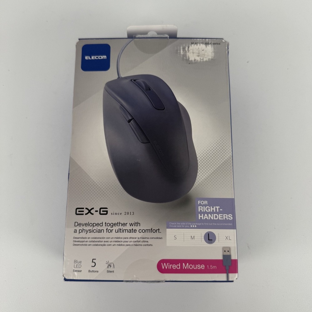 ELECOM Wired Mouse EX-G Quiet Large Size 5 Buttons‎ & quotAskDoctors Evaluation